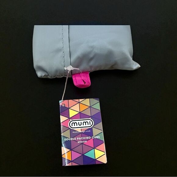 New with Tags Mumi Double Packing Tube Gray and Yellow Zipper Trim - Picture 5 of 6
